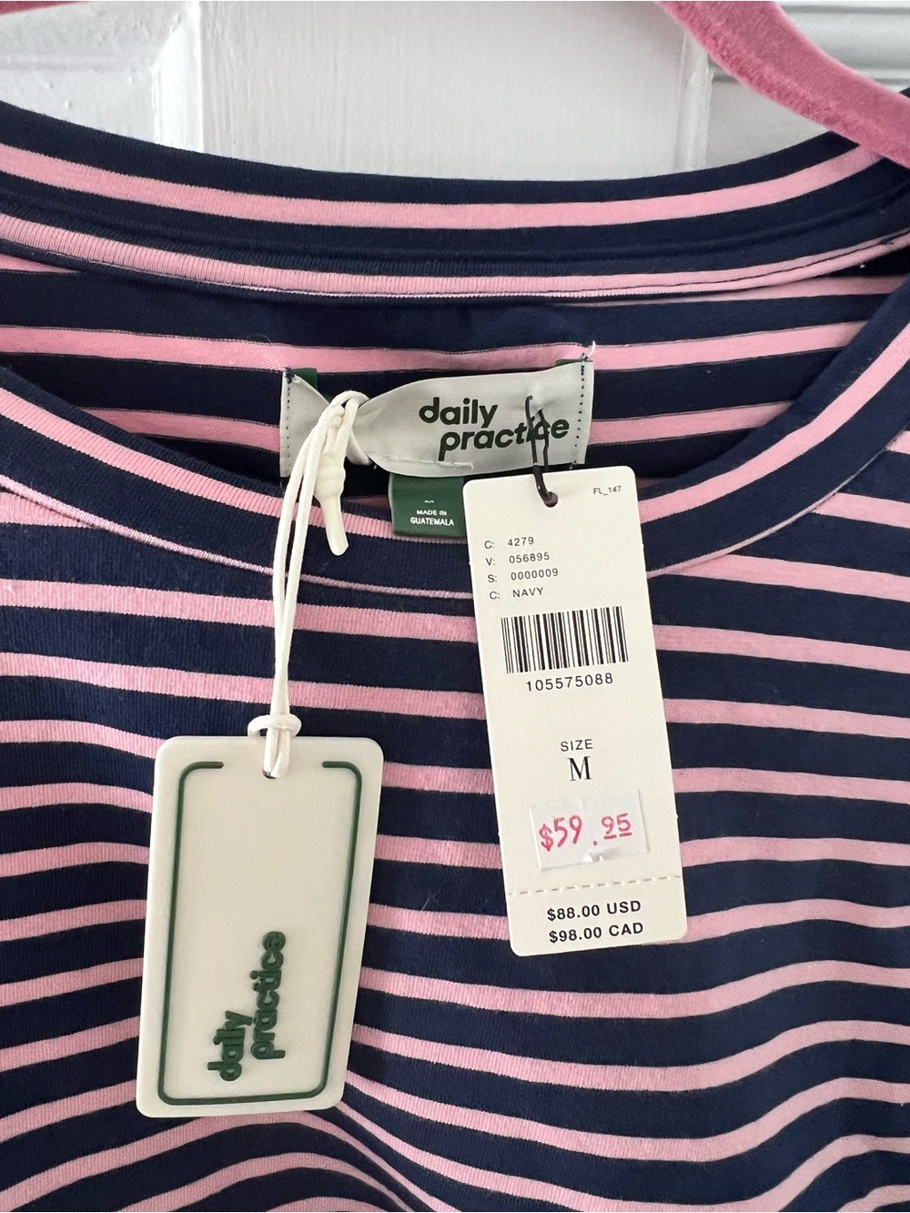 Striped Navy & Light Pink Tie-Waist Knit Dress - Picture 5 of 5